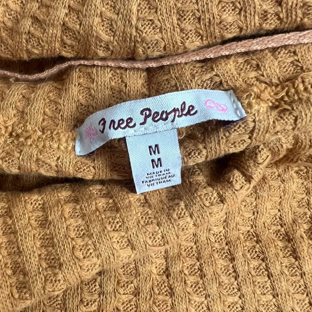 Free People Top‎ Canyon Moon Juicy Size M Orange Off Shoulder Waffle Knit New